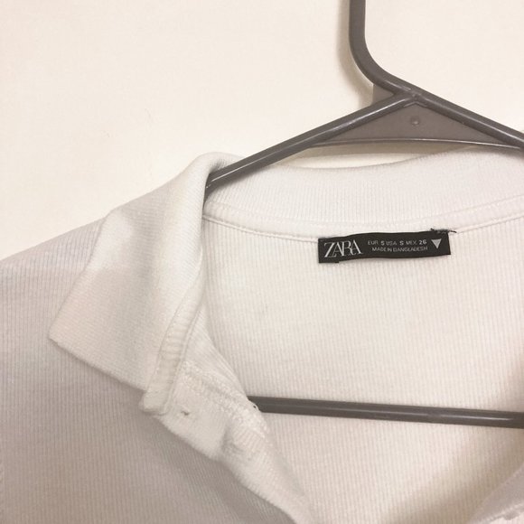 Zara White Polo Crop Top - Picture 2 of 3